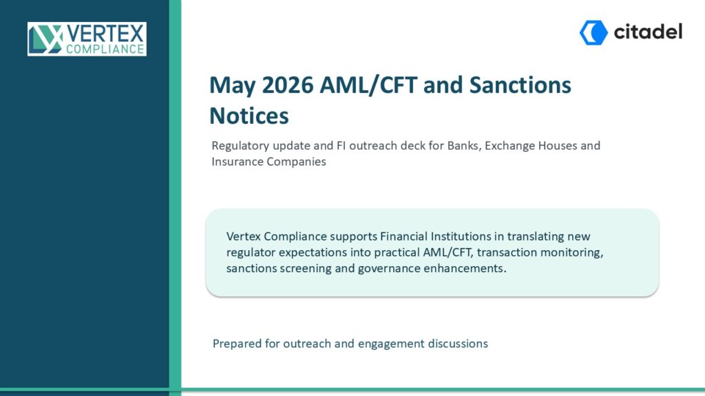 AMLCFT and Sanctions Notices 3083, 3075 May 2026