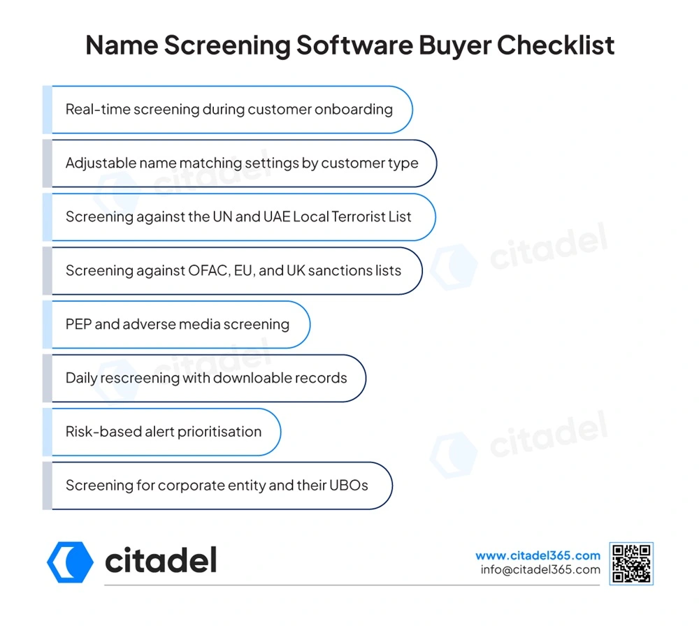 Name Screening Software Buyer Checklist